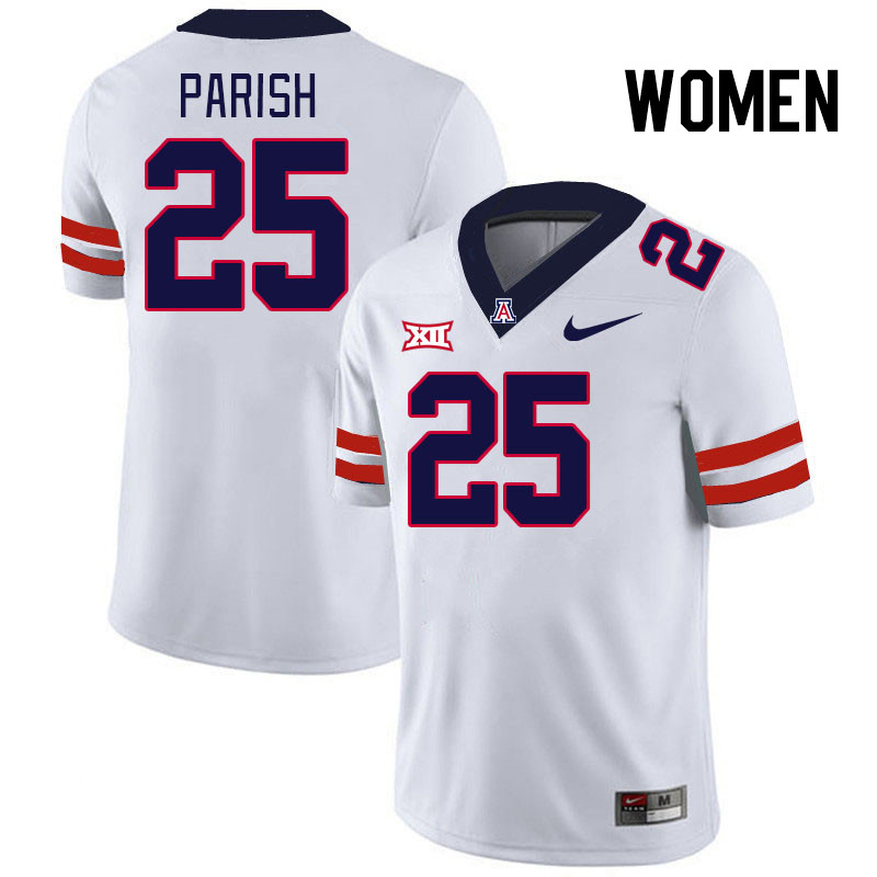 Women #25 Arian Parish Arizona Wildcats Big 12 Conference College Football Jerseys Stitched-White